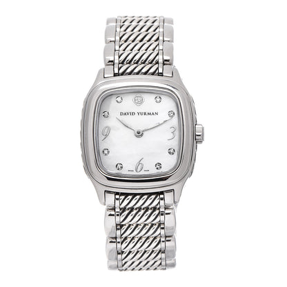 David Yurman Stainless Steel Sterling Silver Diamond Mother of Pearl 25mm Thoroughbred Quartz Watch 1 of 8