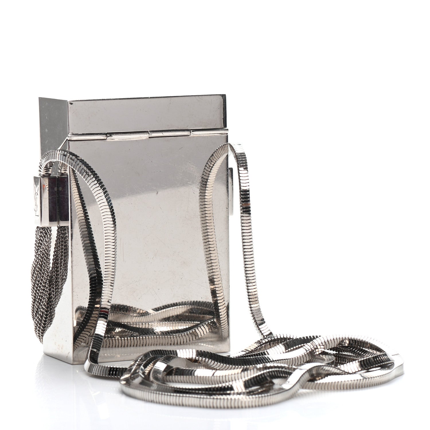 Saint Laurent シルバー メタリック ボディバッグ Saint Laurent Medium Metallic Leather Monogram Sunset Crossbody