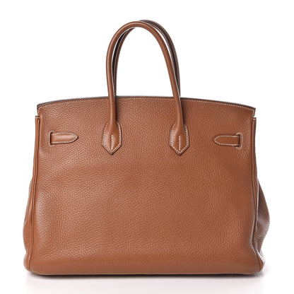 Hermes Taurillon Clemence Birkin 35 Gold 4 of 31