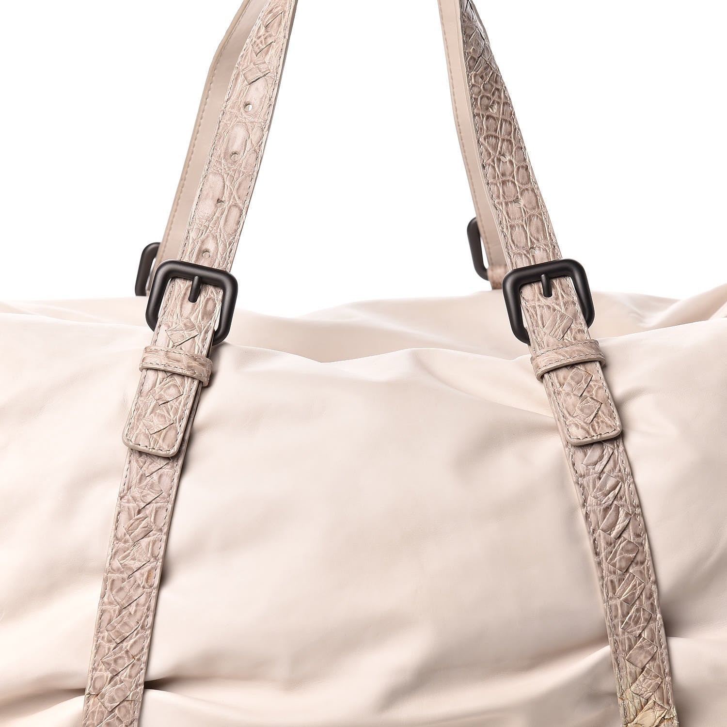 Bottega Veneta Nappa Crocodile Spinnaker Duffle Cream 9 of 15