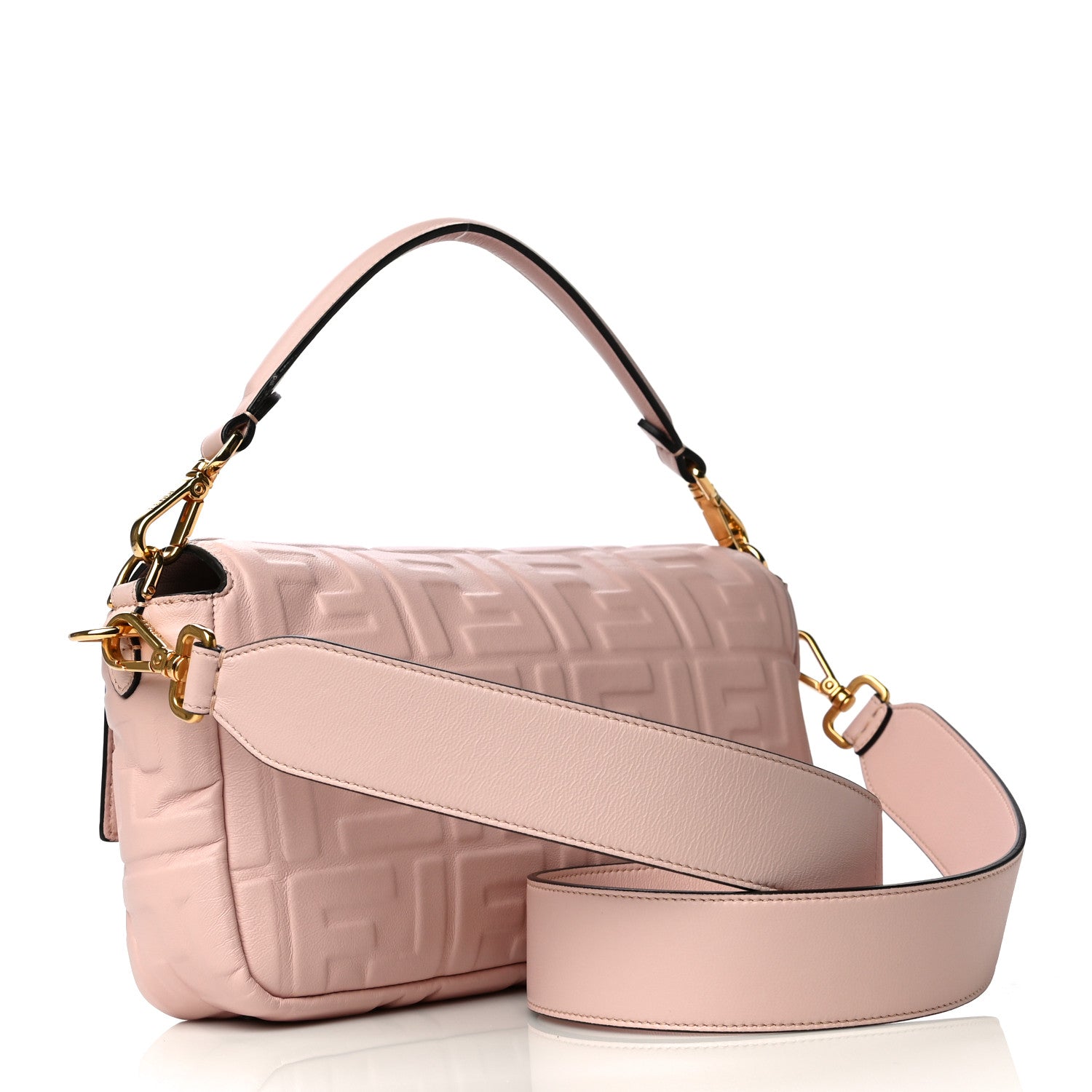 Fendi Nappa FF 1974 Embossed Baguette Rosa Quarzo 4 of 12