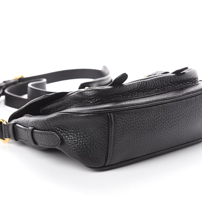 Prada Vitello Daino Double Buckle Messenger Bag Black 7 of 8