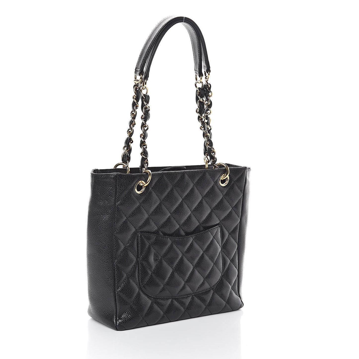 Caviar Quilted Petit Shopping Tote PST Black