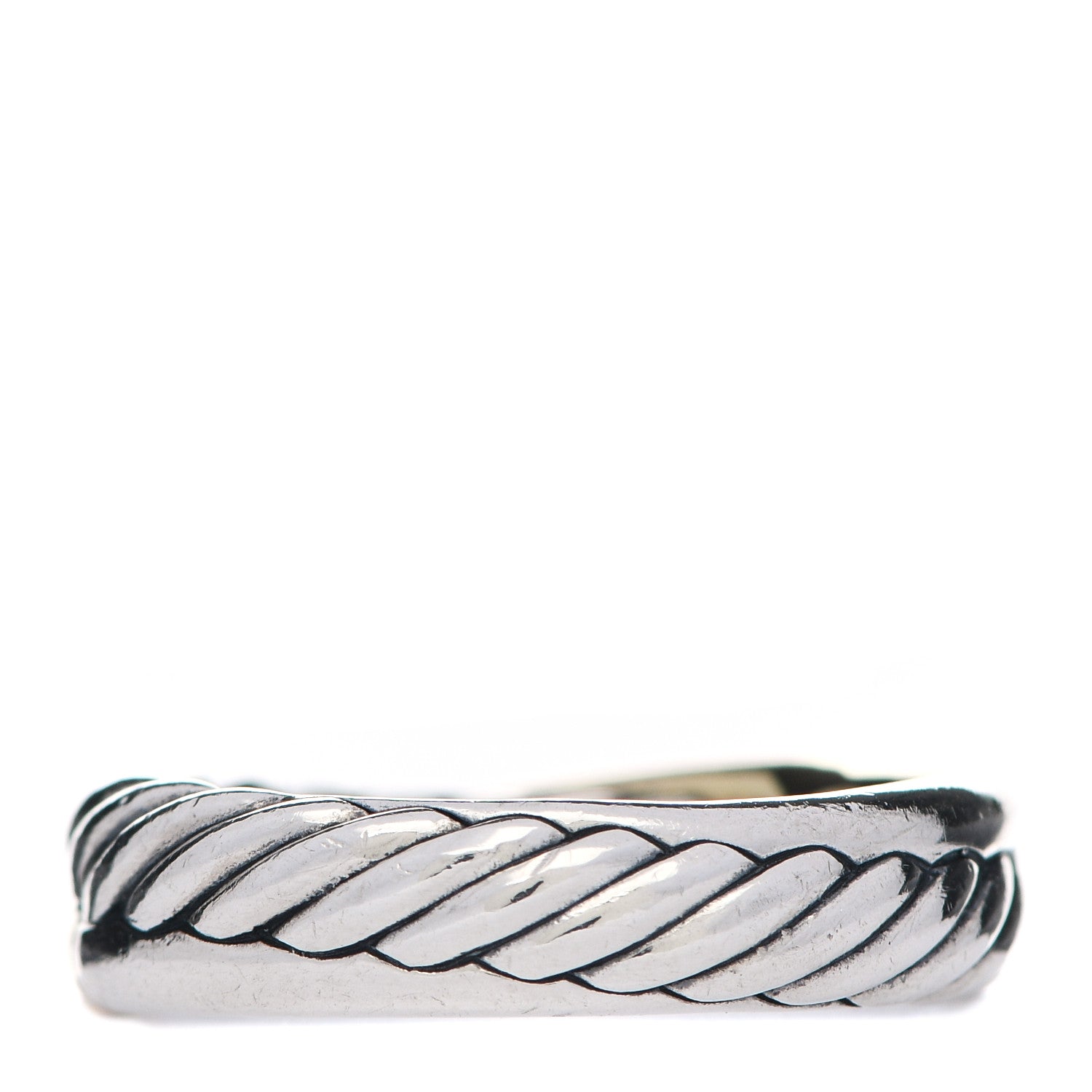 David Yurman Sterling Silver 18K Yellow Gold Narrow Crossover Ring 54 7 3 of 6