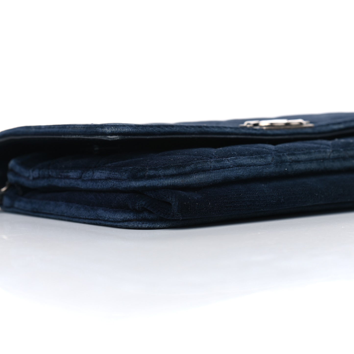 Velvet Quilted Boy Wallet On Chain WOC Navy