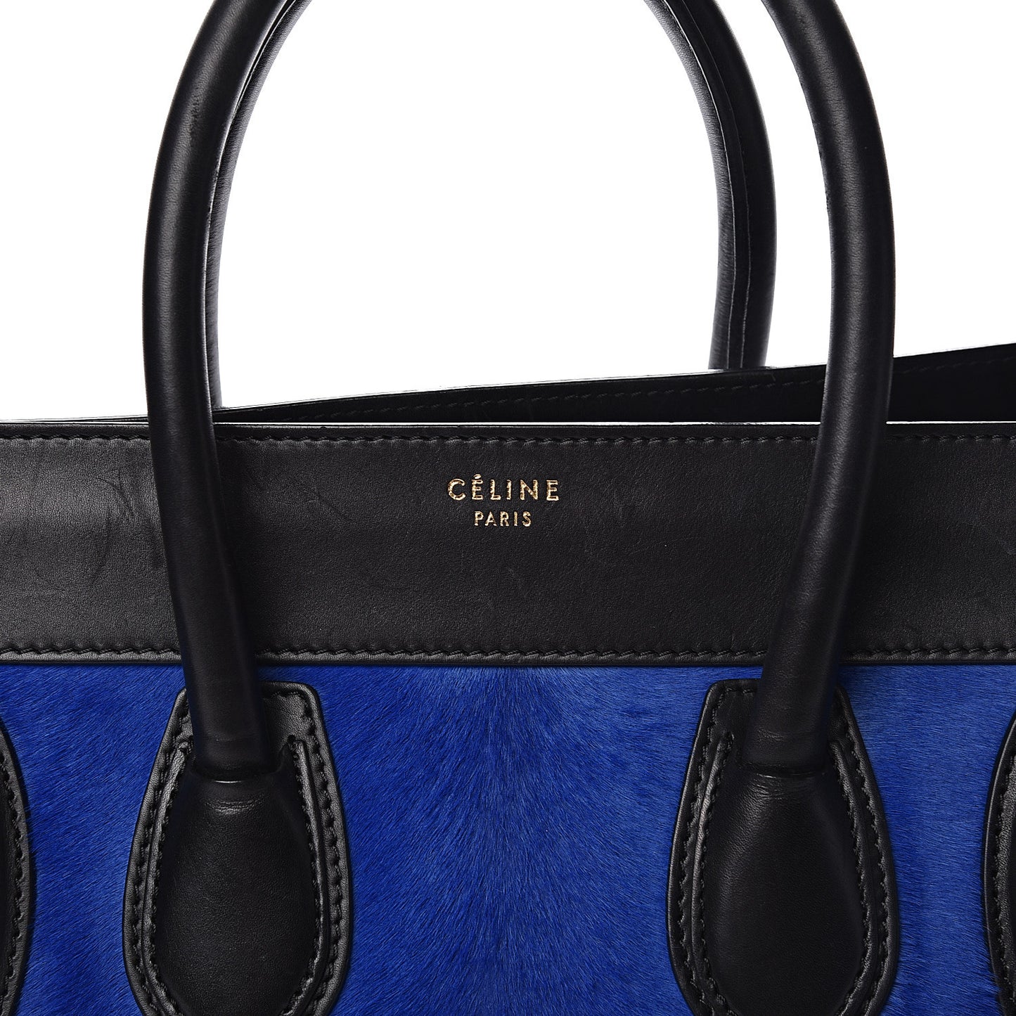 Pony Hair Mini Tri-Color Luggage Royal Blue
