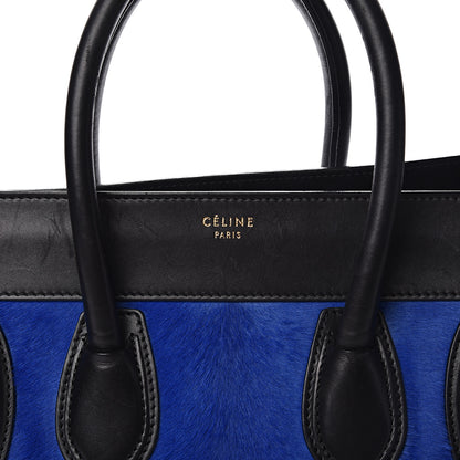 Celine Pony Hair Mini Tri-Color Luggage Royal Blue 15 of 22