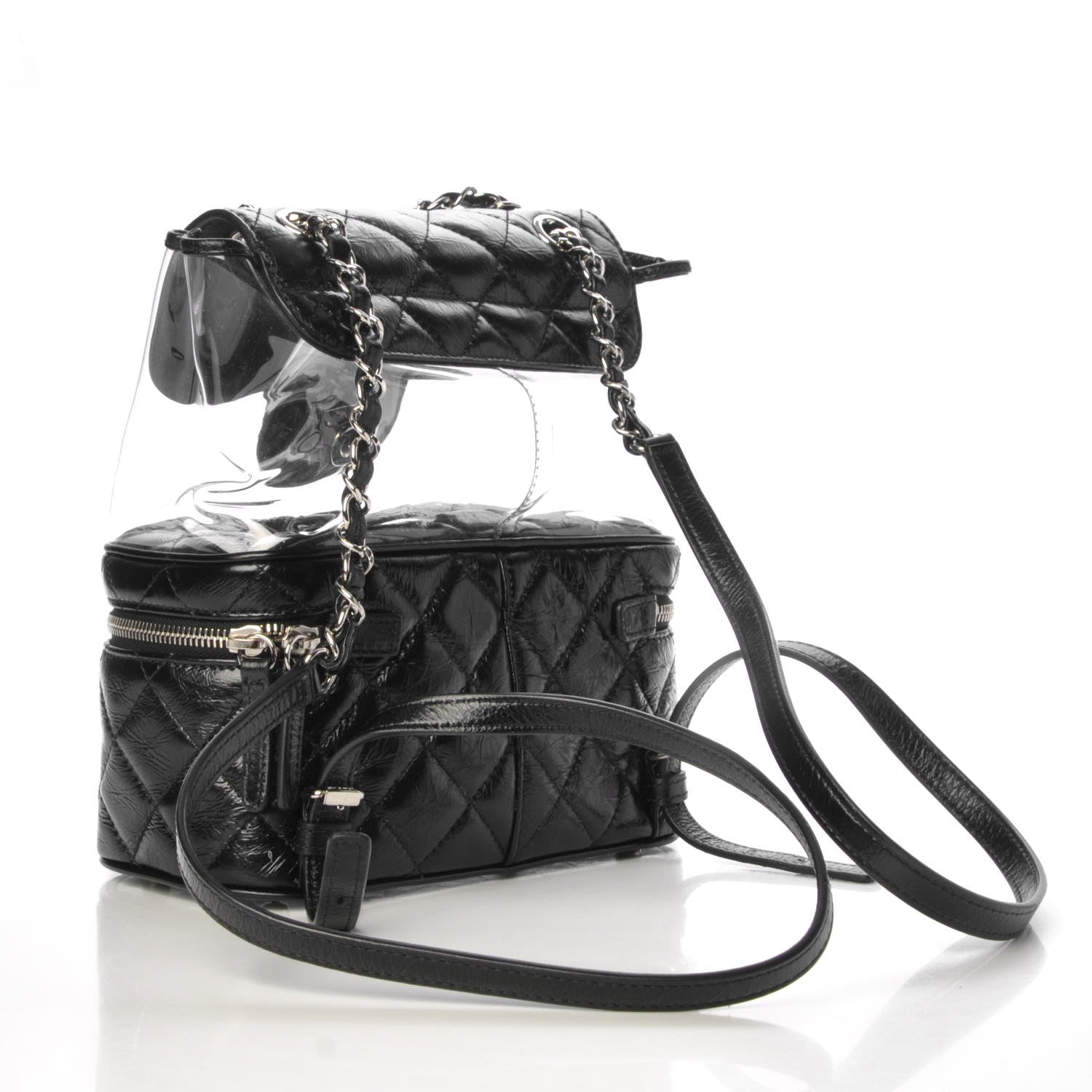 Chanel Crumpled Calfskin PVC Quilted Backpack Black 3 of 8