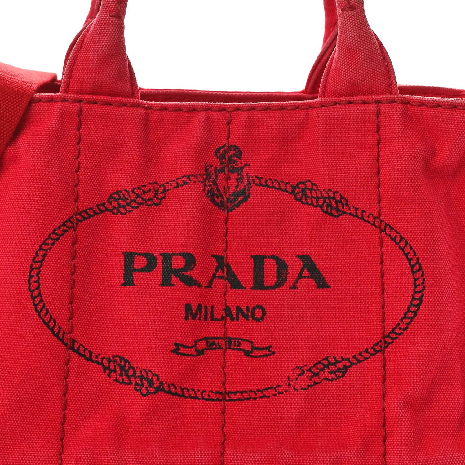 Prada Canapa Small Logo Tote Rosso 7 of 12
