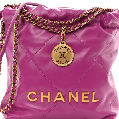 Chanel Shiny Calfskin Quilted Mini Chanel 22 Purple 8 of 10