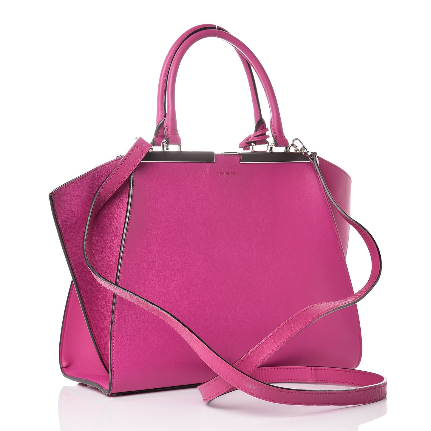 Vitello Dolce Shiny Nappa Petite 3Jours Tote Magenta Carbone