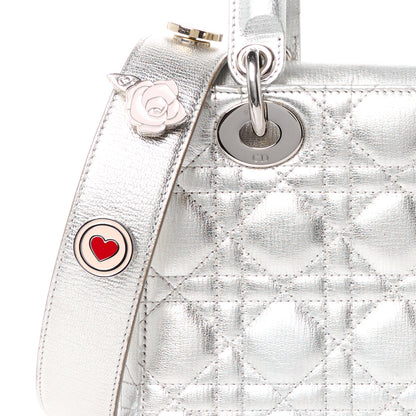 Christian Dior Metallic Grained Calfskin Cannage Small Lucky Badges My Lady Dior Silver 8 of 11