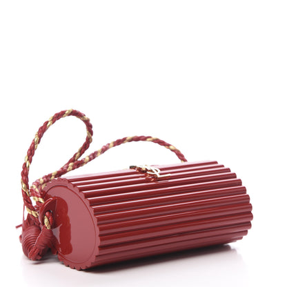 Saint Laurent Ribbed Plexiglass Lambskin Fringe Monogram Opium Box Bag Red 4 of 10