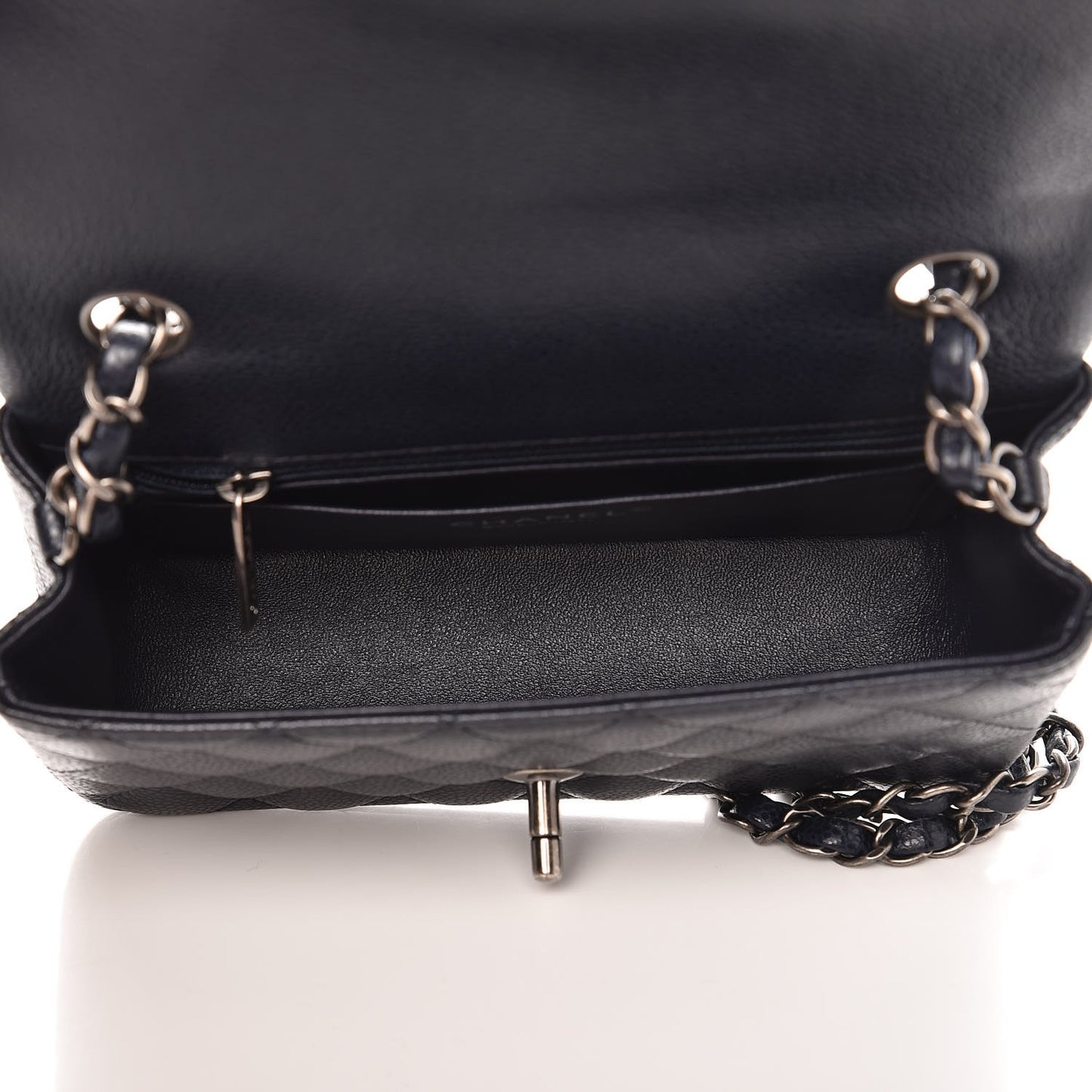 Caviar Quilted Mini Rectangular Flap Navy