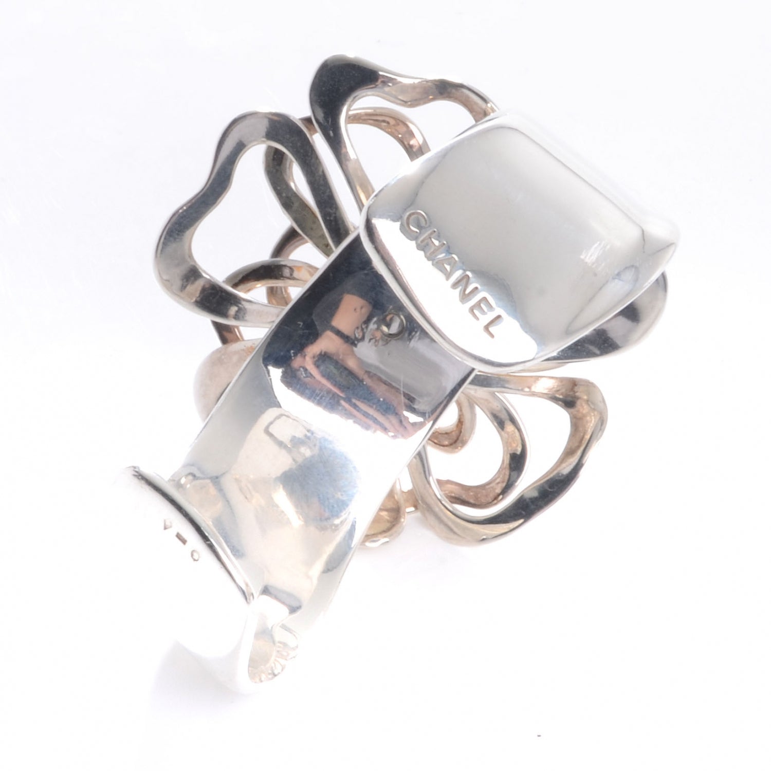 Chanel Sterling Silver Camellia Cuff 4 of 4