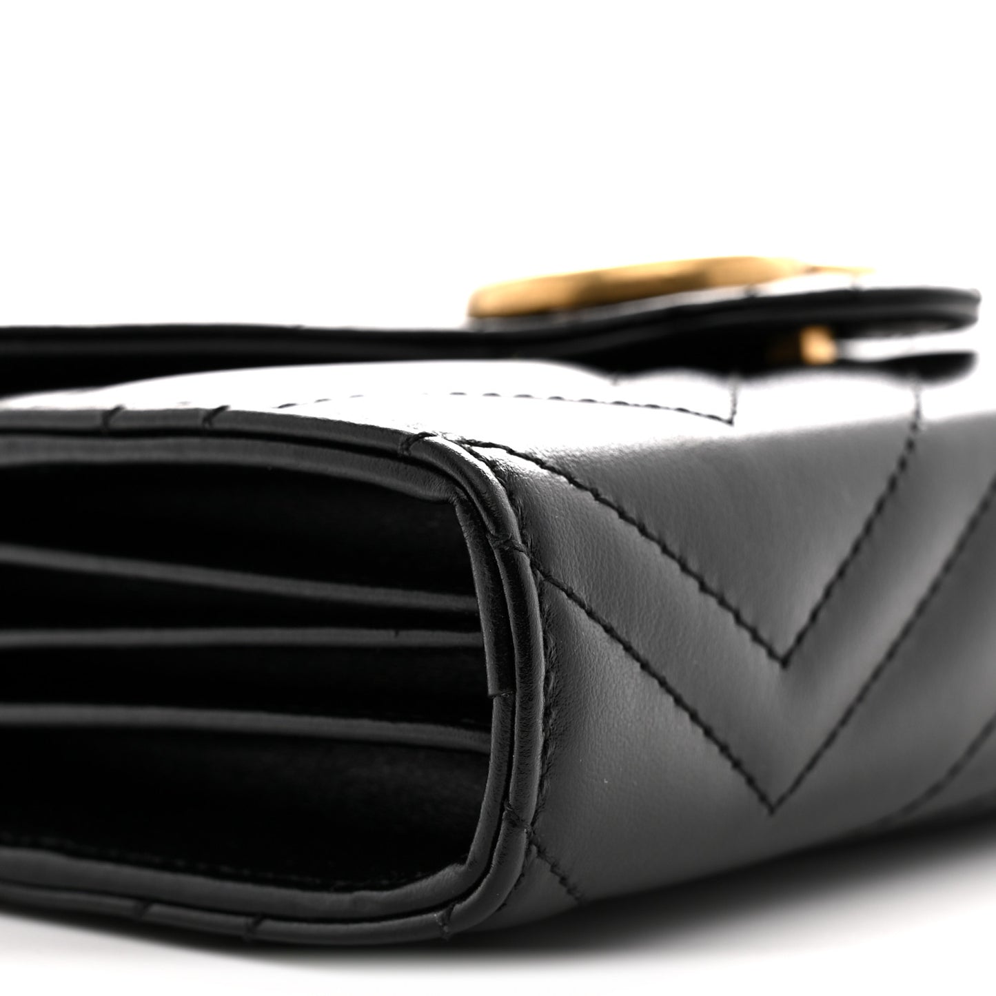 Calfskin Matelasse GG Marmont Chain Wallet Black