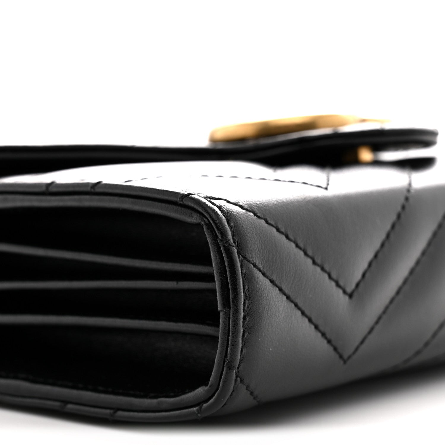 Gucci Calfskin Matelasse GG Marmont Chain Wallet Black 9 of 11