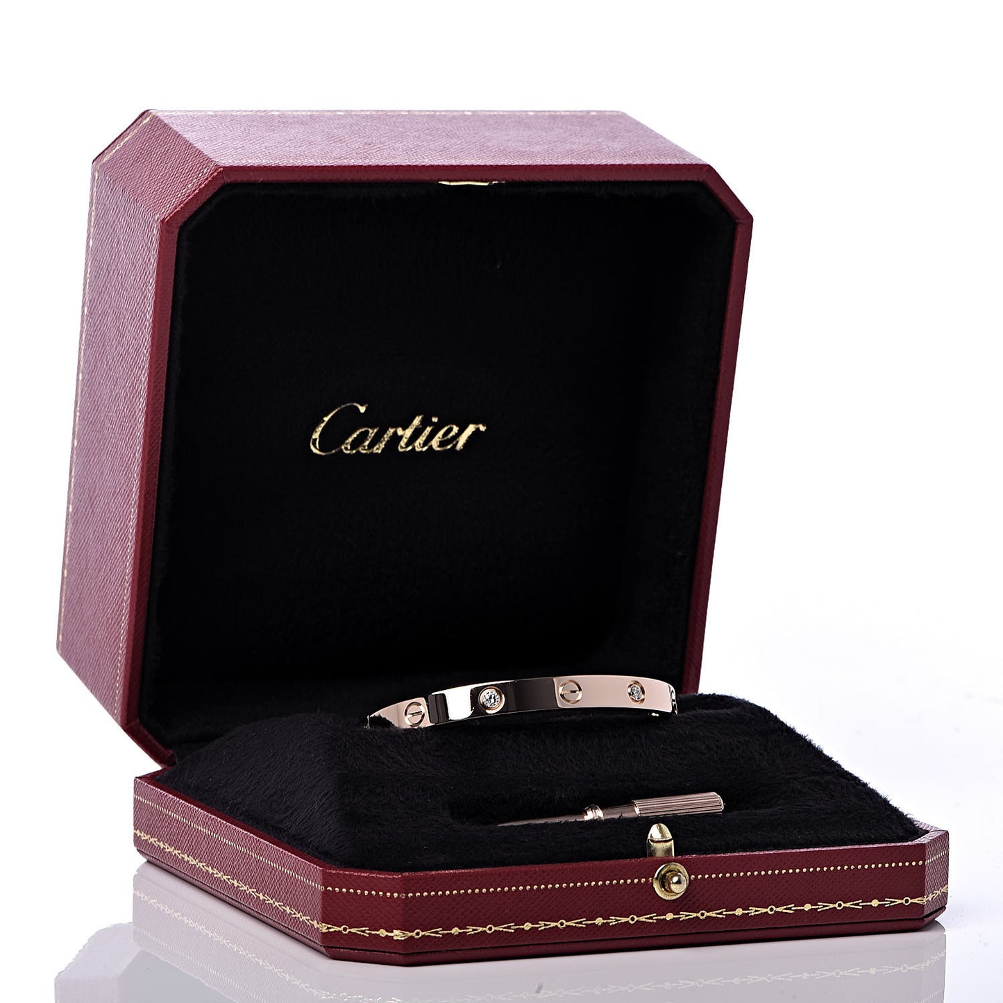 18K Pink Gold 4 Diamond LOVE Bracelet 17
