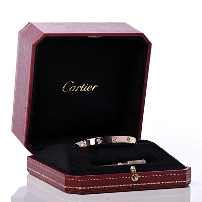 Cartier 18K Pink Gold 4 Diamond LOVE Bracelet 17 8 of 8