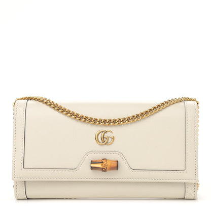 Gucci Wonka Grain Calfskin Diana Chain Wallet Mystic White 1 of 12