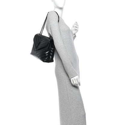 Saint Laurent Calfskin Y Quilted Monogram Monochrome Medium Loulou Chain Satchel Black 2 of 10