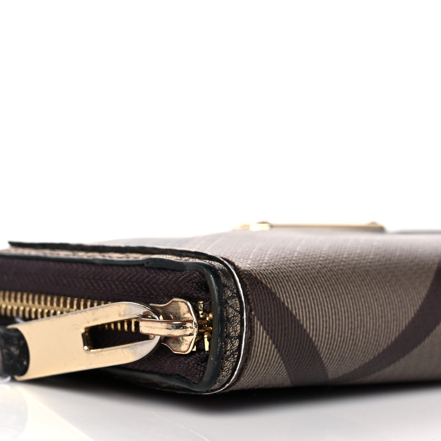 Smoked Check Zip Around Wallet Brown