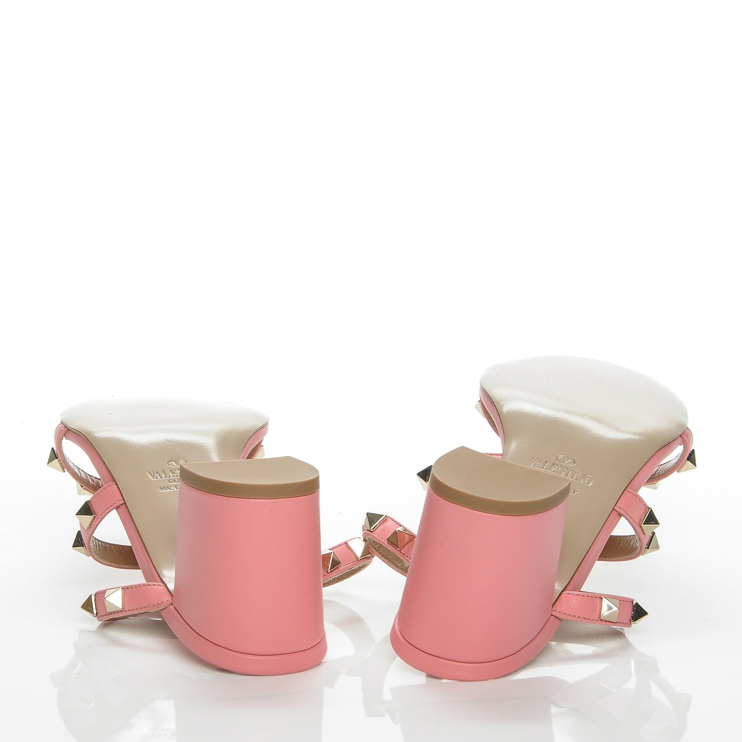 Calfskin Rockstud 60mm Caged Slide Sandals 35 Paradise Rose