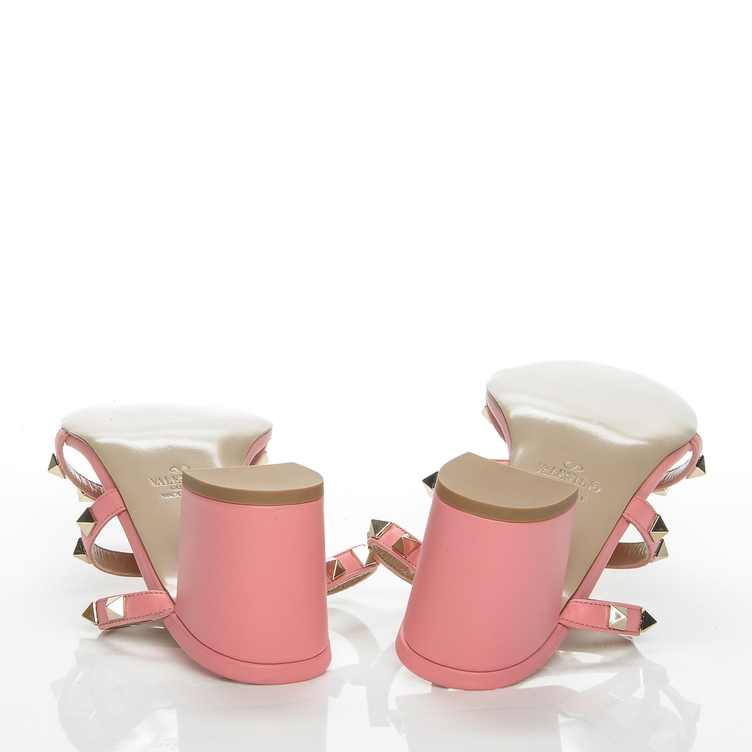 Valentino Garavani Calfskin Rockstud 60mm Caged Slide Sandals 35 Paradise Rose 5 of 7