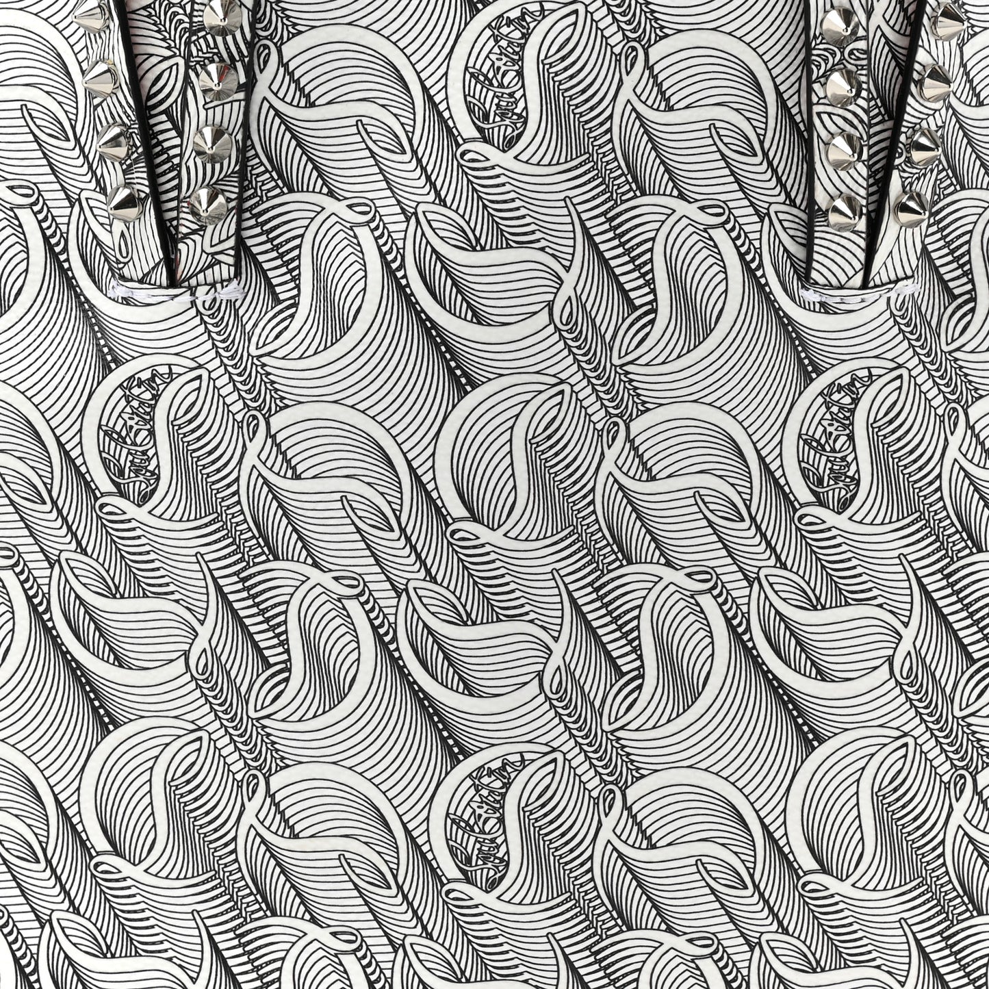 Calfskin Empire Spikes Small East West Cabata Tote White Black