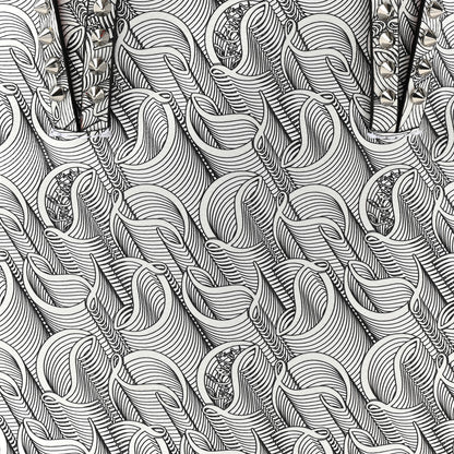 Christian Louboutin Calfskin Empire Spikes Small East West Cabata Tote White Black 10 of 16