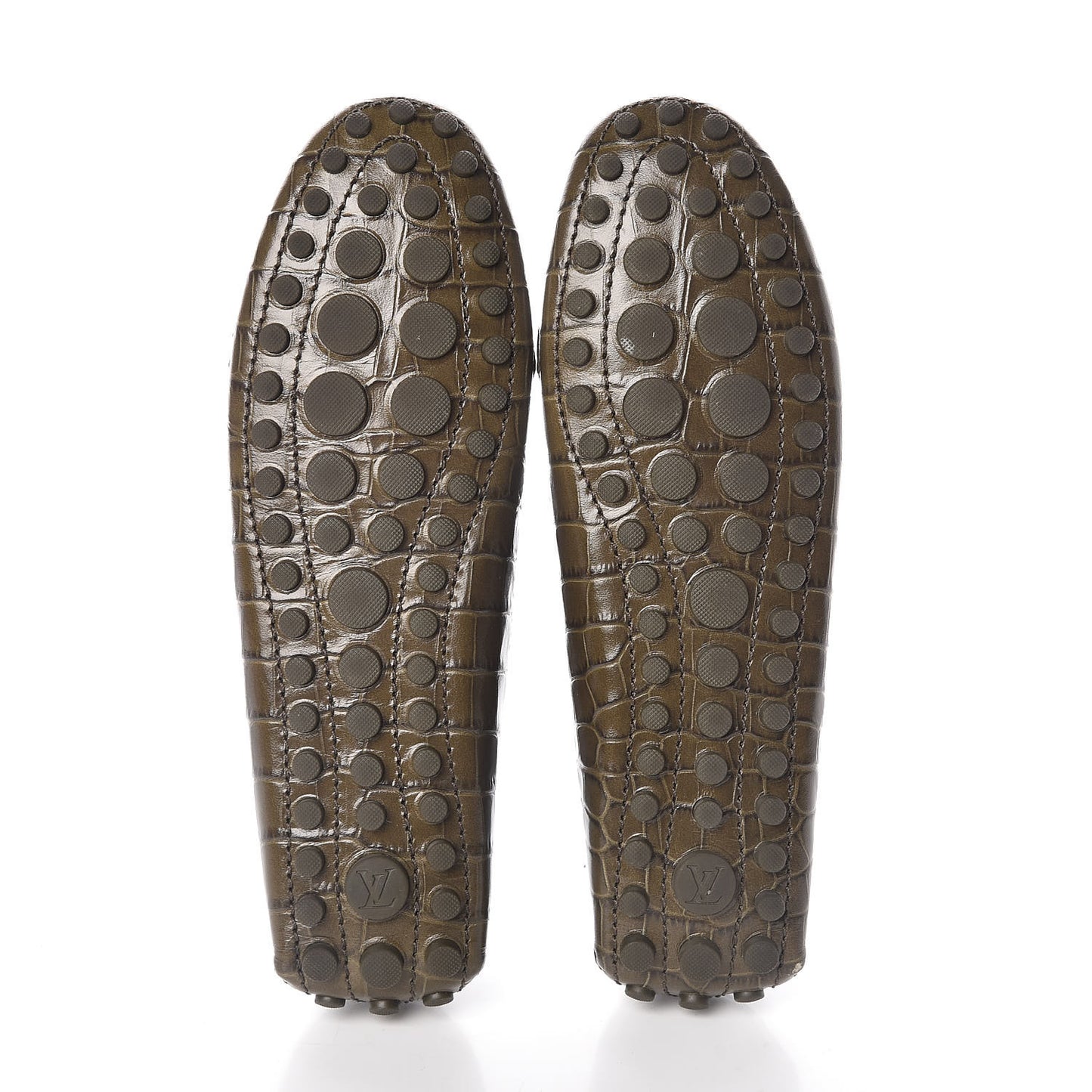 Calfskin Crocodile Embossed Dauphine Loafers 37.5 Green