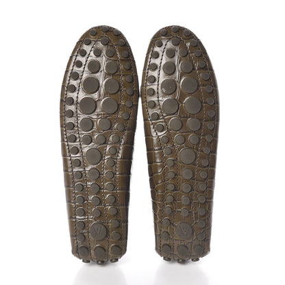 Louis Vuitton Calfskin Crocodile Embossed Dauphine Loafers 37.5 Green 5 of 8
