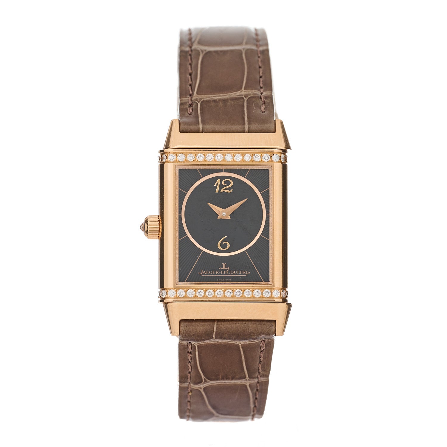 Jaeger-LeCoultre 18K Rose Gold Diamond 23mm Reverso Classic Duetto Manual Winding Watch Q2562402 1 of 7