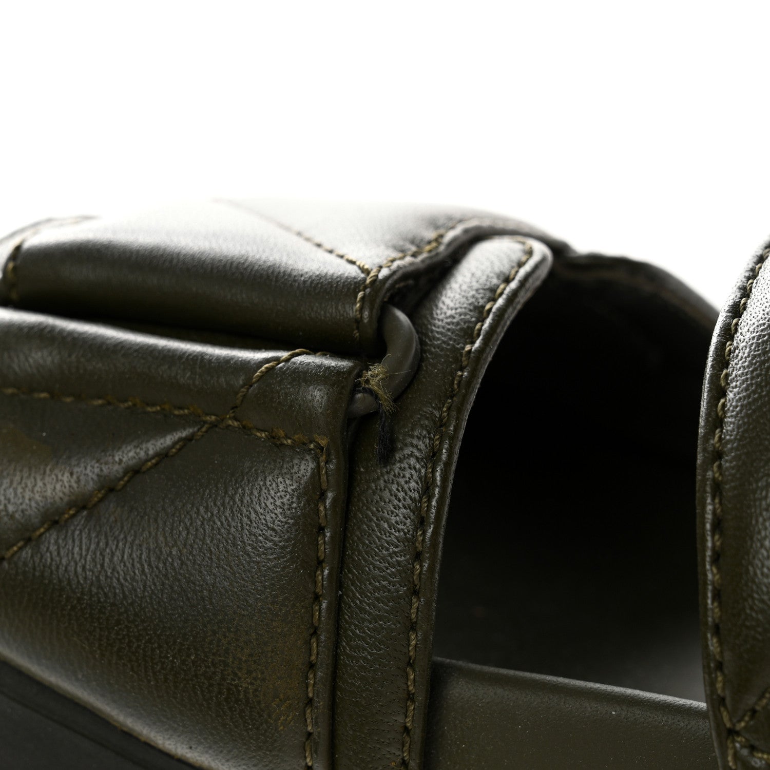 Prada Nappa Logo Quilted Velcro Strap Lug Sole Slide Sandals 36.5 Militare 11 of 14