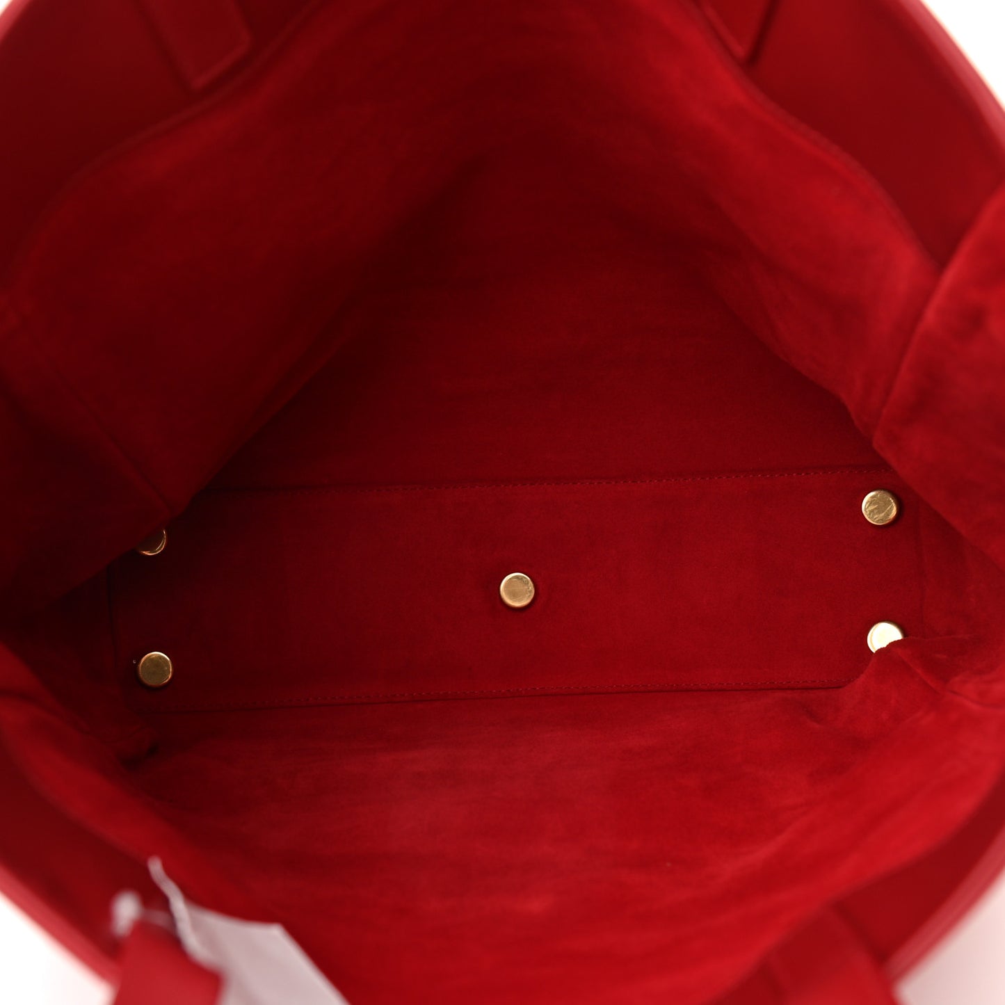 Calfskin Suede North South Reversible Shopping Tote Red
