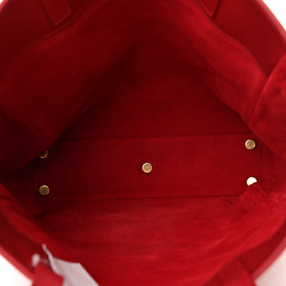 Saint Laurent Calfskin Suede North South Reversible Shopping Tote Red 5 of 10