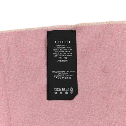 Gucci Cashmere Monogram Fringe Scarf Beige Pink 5 of 5