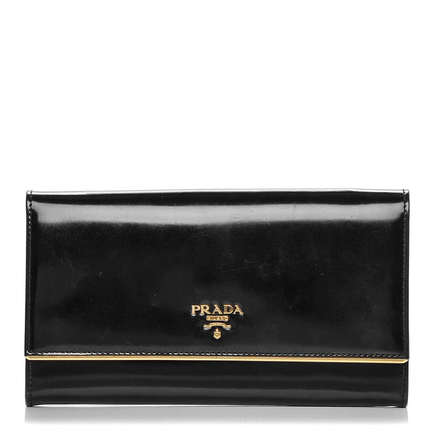 Spazzolato Metal Bar Flap Wallet Nero Black