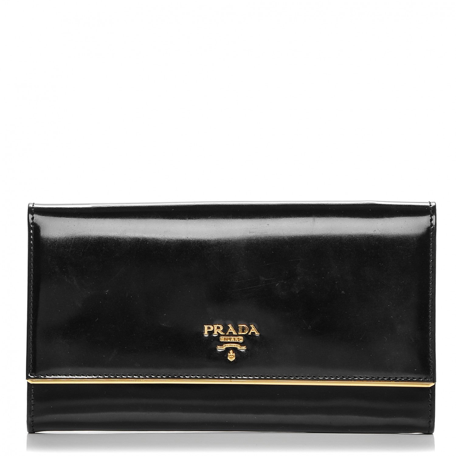 Prada Spazzolato Metal Bar Flap Wallet Nero Black 1 of 8