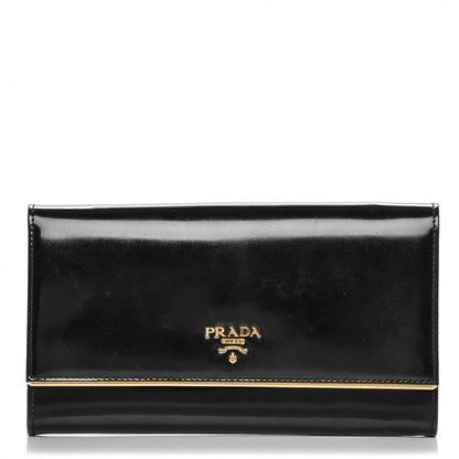 Prada Spazzolato Metal Bar Flap Wallet Nero Black 1 of 8