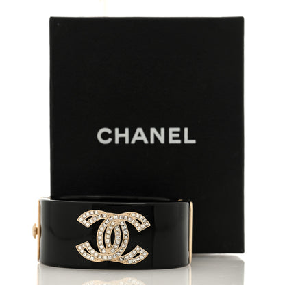 Chanel Resin Crystal Baguette CC Cuff Black 6 of 6