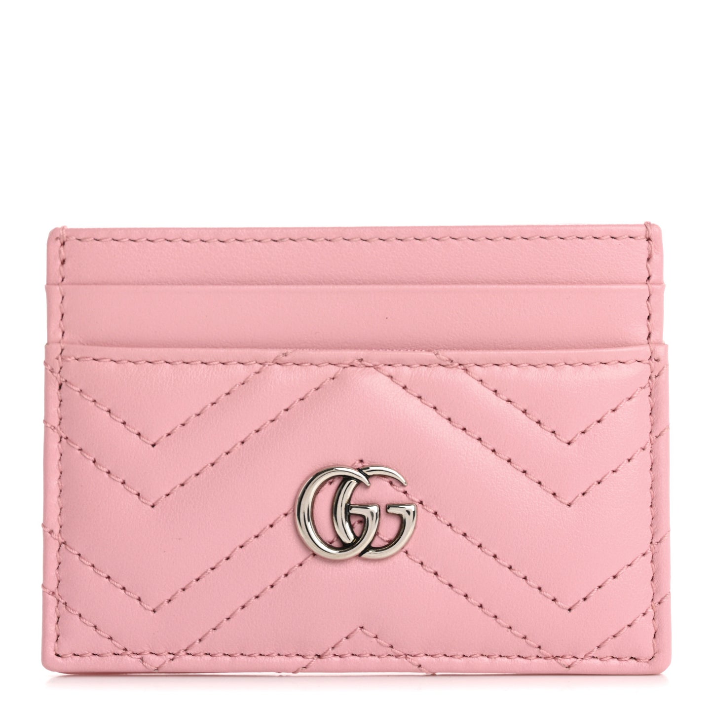 Calfskin Matelasse GG Marmont Card Holder Wild Rose