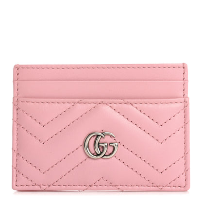 Gucci Calfskin Matelasse GG Marmont Card Holder Wild Rose 1 of 7