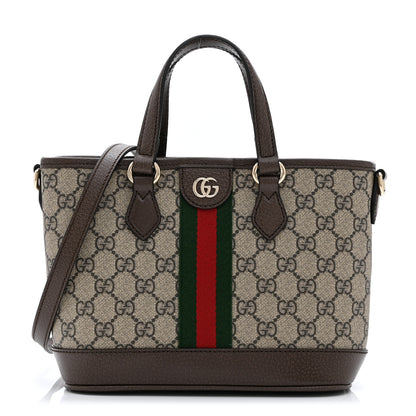 Gucci GG Supreme Monogram Textured Calfskin Web Small Ophidia Shoulder Tote Bag Beige Ebony New Acero 1 of 10
