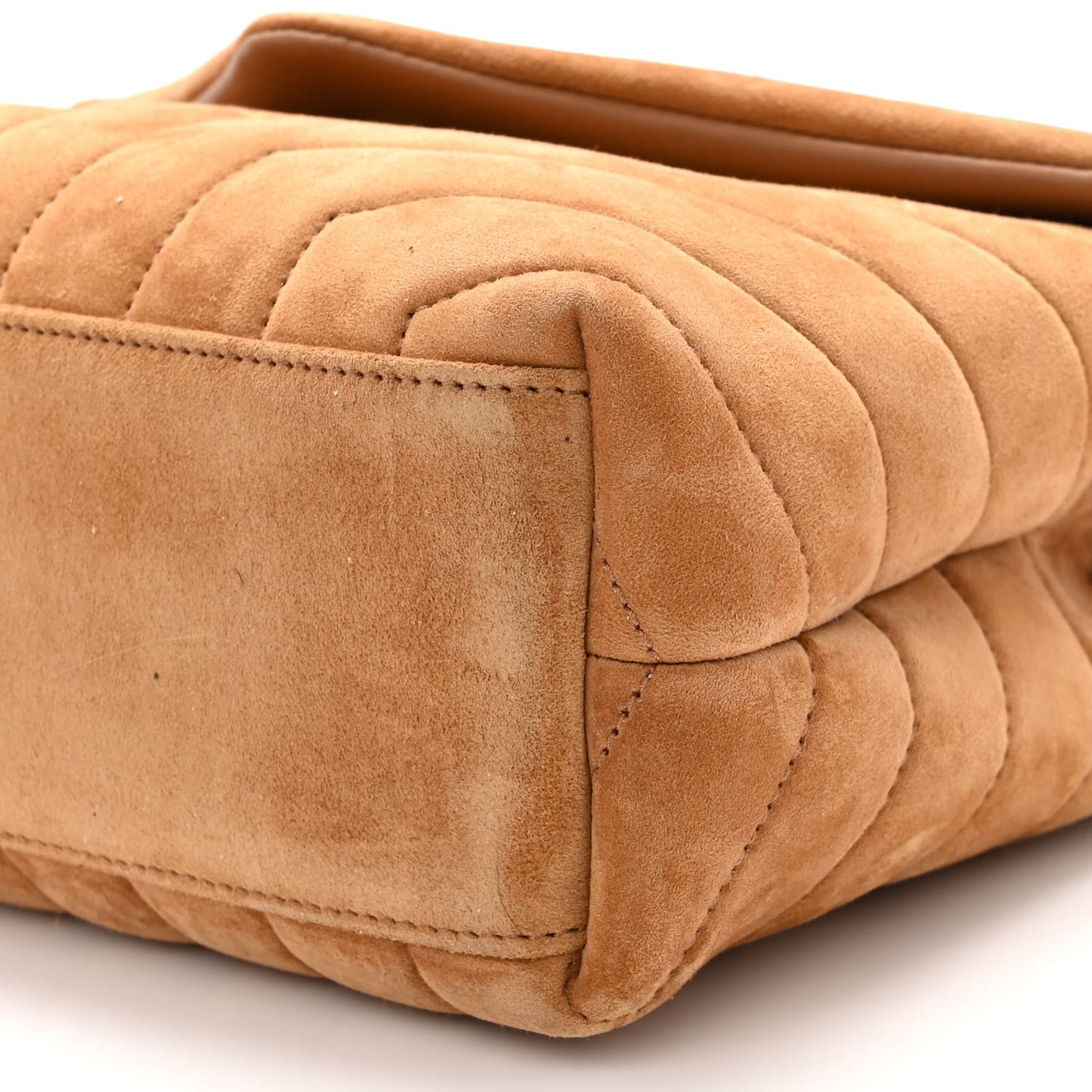 Suede Calfskin Y Quilted Monogram Small Loulou Chain Satchel Cinnamon