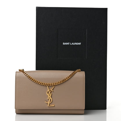 Saint Laurent Grain De Poudre Medium Monogram Kate Satchel Dark Beige 10 of 10