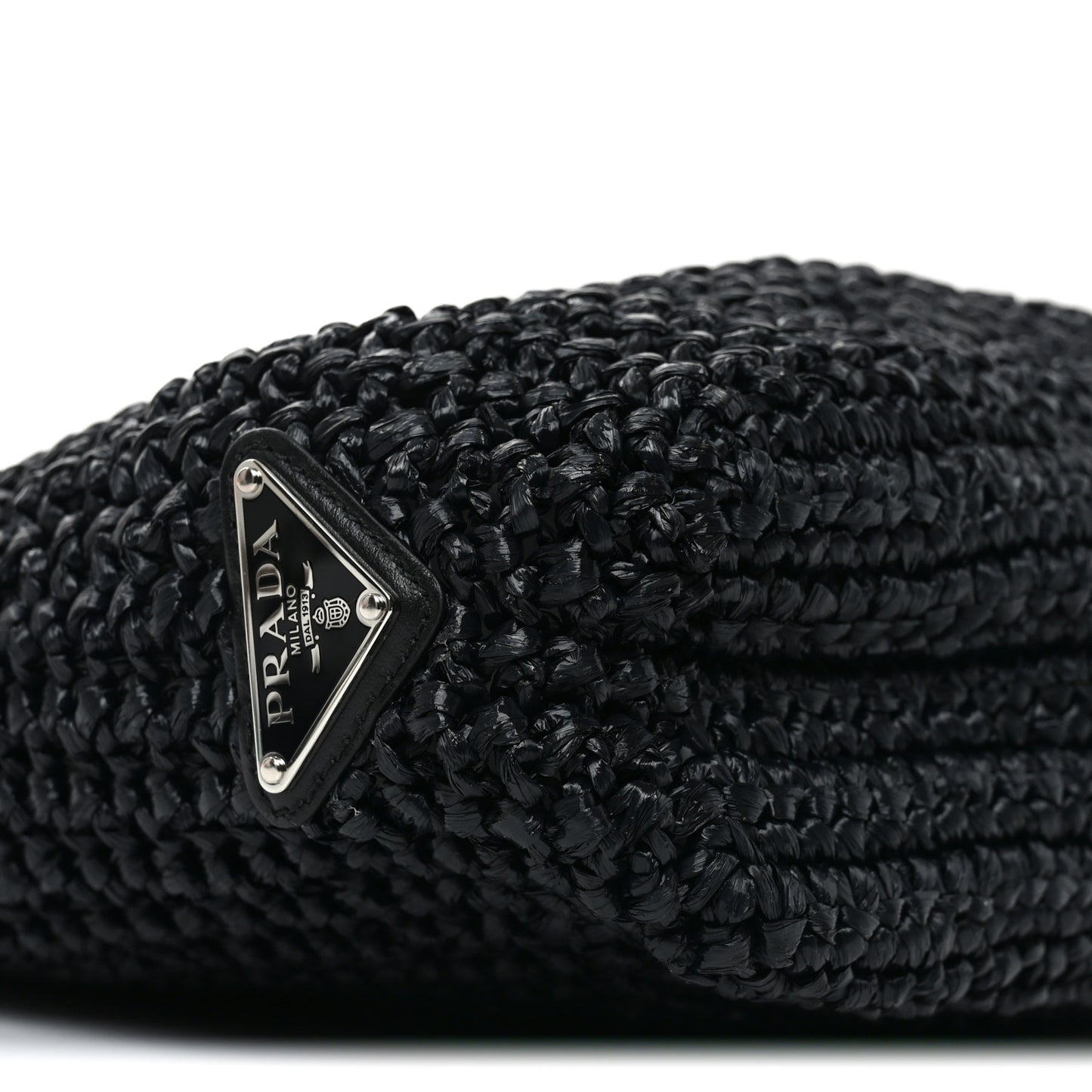 Yarn Raffia Effect Crochet Small Logo Tote Black