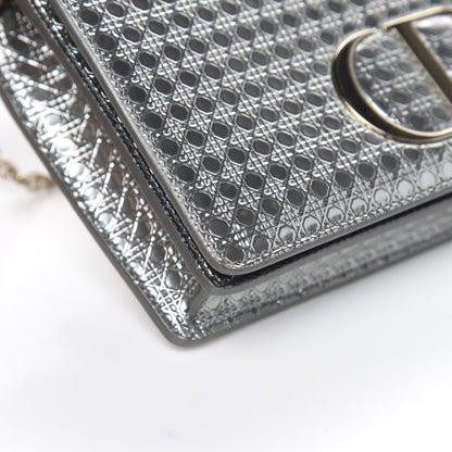 Christian Dior Metallic Patent Micro-Cannage 30 Montaigne 2 in 1 Pouch Silver 8 of 9