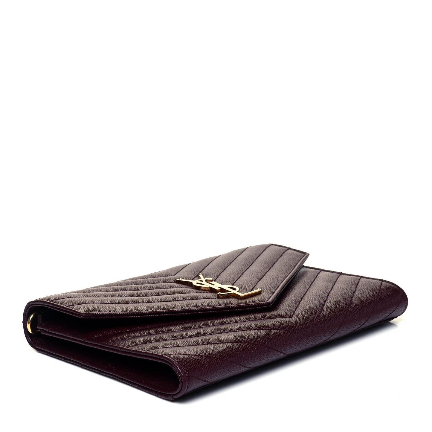 Grain De Poudre Matelasse Chevron Monogram Envelope Clutch Rouge Legion