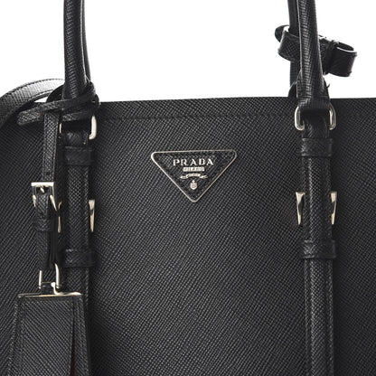 Prada Saffiano Cuir Medium Double Handle Tote Black Fuoco 11 of 11
